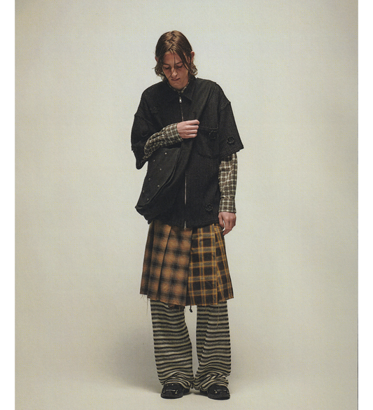 PLEATED SKIRT MULTI CHECKERED
