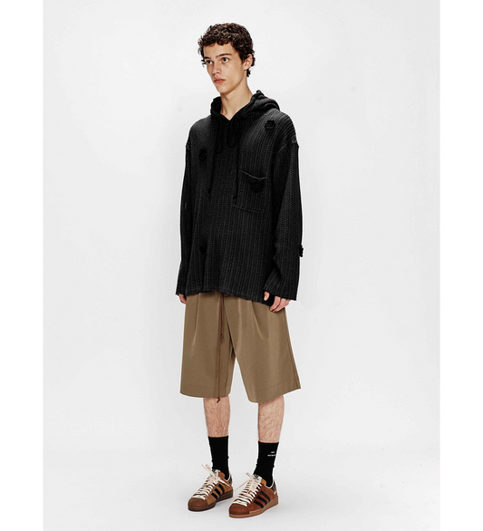DAISY RAW PATCH POCKET HOODIE BLACK