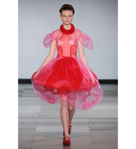 CASCADING CRYSTAL TASSLE NECKLACE RED