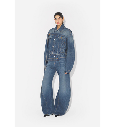 LOW WAISTED JEAN WITH STRAP DETAIL ON THE FRONT VINTAGEBLUE