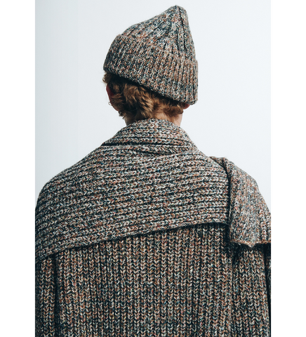 CABLE BEANIE MELANGE TAUPE