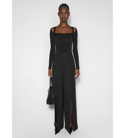 RIB LONG SLEEVE BODYSUIT BLACK