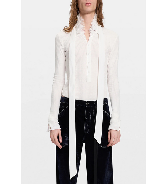 TOSTEN LACE RUFFLED COLLAR NATURAL WHITE
