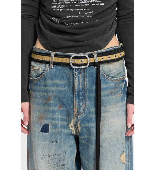 ESHA 3.5CM BELT WITH HAMMERED BUCKLE