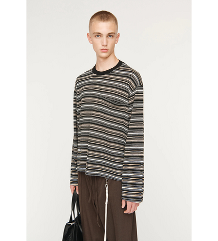 CREW NECK PULLOVER BLACK STRIPES