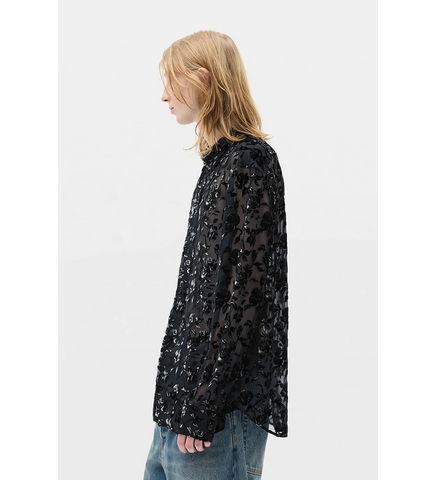 ANDRE CLASSIC SHIRT ROSES DEVORÉ VELVET BLACK