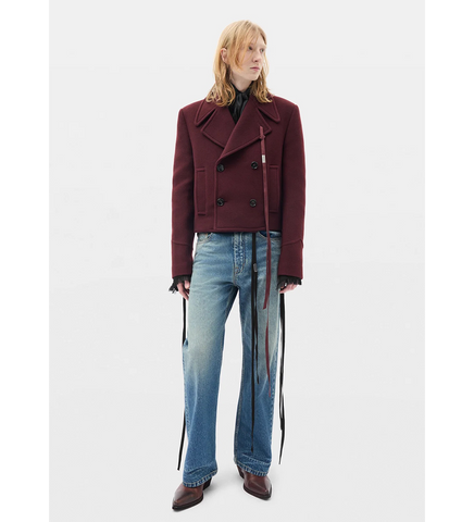 ALARIK 5-POCKETS FLARED CROPPED TROUSERS SKY BLUE