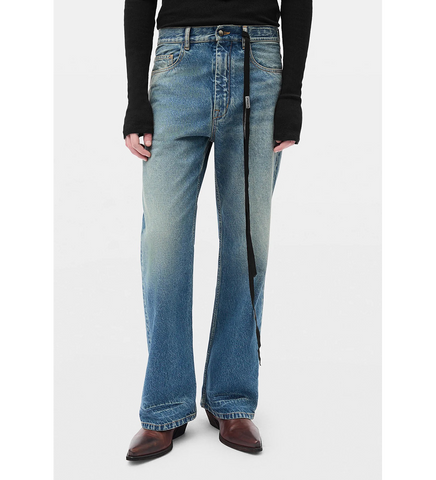 ALARIK 5-POCKETS FLARED CROPPED TROUSERS SKY BLUE