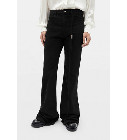 HAMO 5-POCKETS SLIM FIT BOOTCUT TROUSERS BLACK