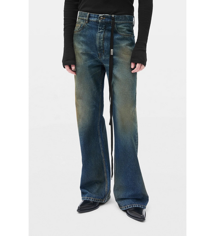 MODEST 5-POCKETS RELAXED FLARED TROUSERS DEEP BLUE