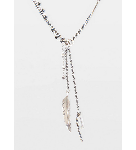 MAIKO FEATHER NECKLACE ANTIQUE SILVER