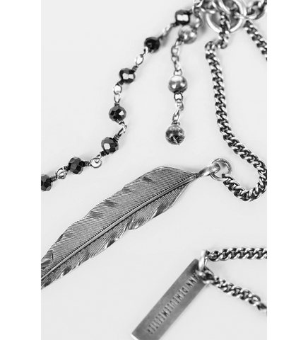 MAIKO FEATHER NECKLACE ANTIQUE SILVER