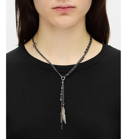 MAIKO FEATHER NECKLACE ANTIQUE SILVER