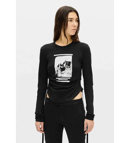 DOT WRINKLED CROPPED LS TOP BLACK DUST OF MEMORY
