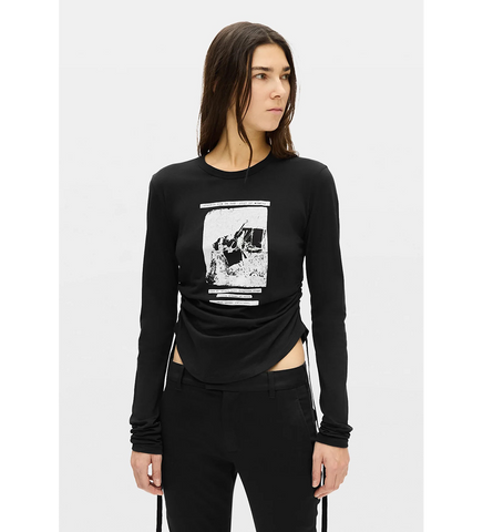 DOT WRINKLED CROPPED LS TOP BLACK DUST OF MEMORY