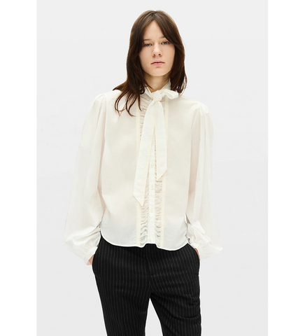 CARINA BOW TIE SHIRT NATURAL WHITE