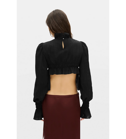SASA LONG SLEEVE RUFFLED TOP BLACK