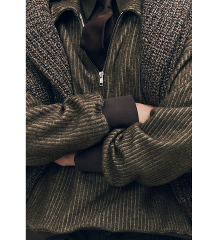CLASSIC COLLAR ZIP PULLOVER BROWN