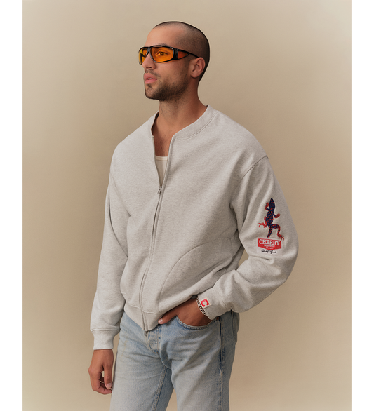 GECKO ZIP UP CREW HEATHER GREY