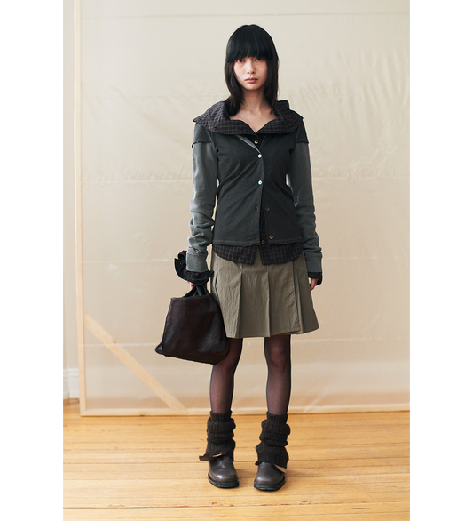 KAONASHI SHIRT BLACK FAUX LUMBERJACK CHECK