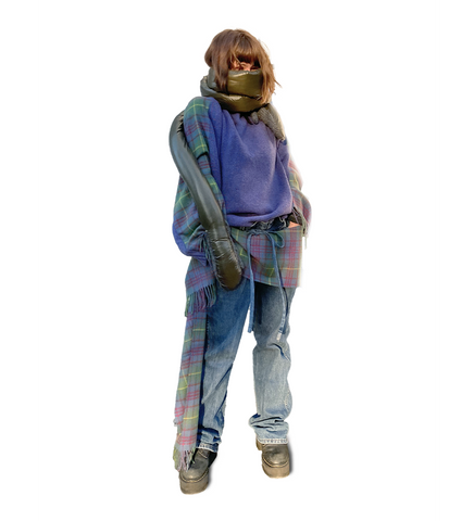 SCARFJEANS TARTAN/BLUE #1