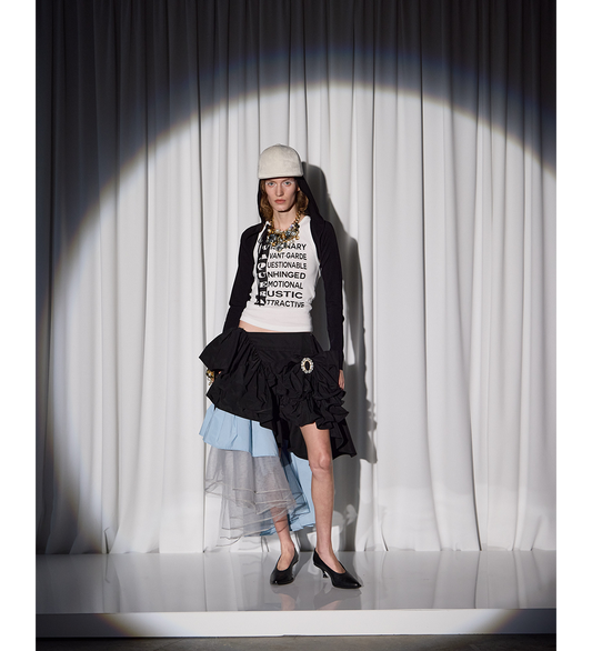 LAYERED SKIRT BLACK BABY BLUE