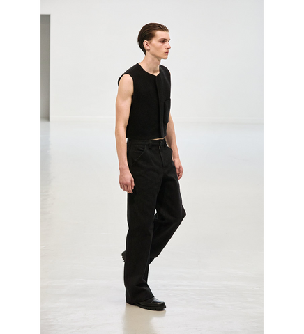 GABARDINE TROUSERS BLACK RUSTIC