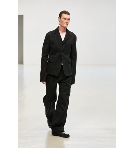 GABARDINE TROUSERS BLACK RUSTIC