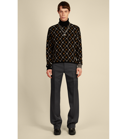 JAQUARD ROLL NECK BLACK