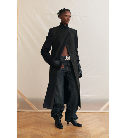 BUTTERFLY BELT OILY BLACK LEATHER