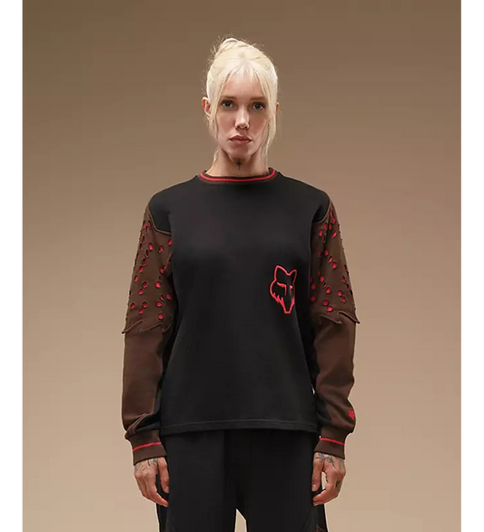 FOX LAB X KIKO KOSTADINOV PERFORATED LONG SLEEVE TEE BLACK RINSE