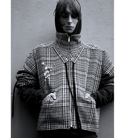 FUNNEL NECK JACKET CHECK