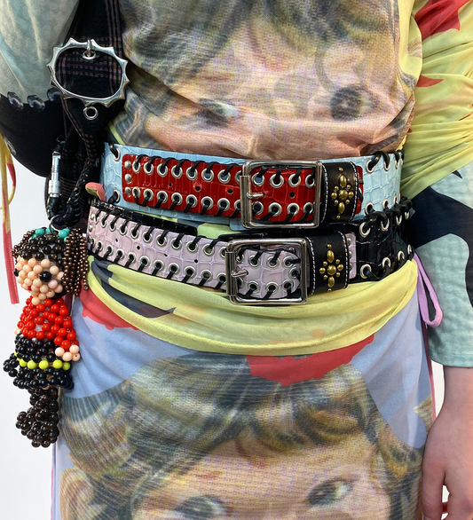 FREI CROC TROUSER BELT BLACK AND PINK