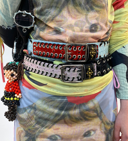 FREI CROC TROUSER BELT BLACK AND PINK