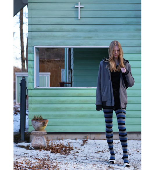 KNIT TIGHTS BLACK/GRAY