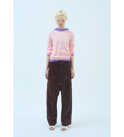 DOUBLE KNEE SAROUEL PANTS BROWN