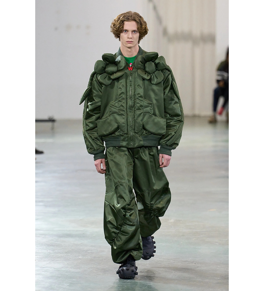 FLOWER POWER BOMBER OVERSIZED MILITARY GREEN