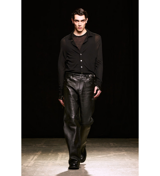 CARLSON CUT WHISKER BLACK BUFFED LAMBSKIN