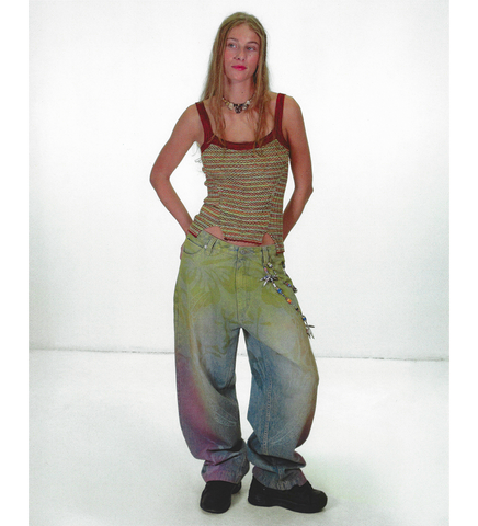 DENIM BAGGY TROUSERS PASTEL RAINBOW
