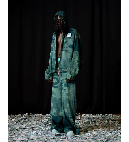 WIDE LEG JEANS INDIGO/GREEN