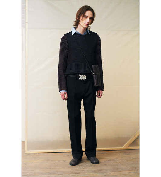BUTTERFLY BELT OILY BLACK LEATHER