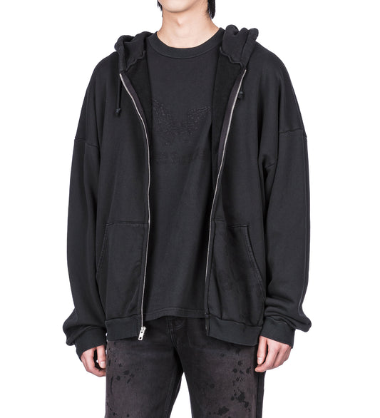 ZIP UP PAINTER HOODIE BLACK
