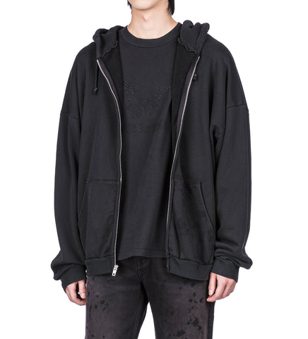 ZIP UP PAINTER HOODIE BLACK