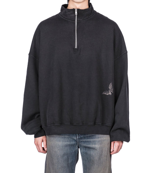 STENCIL LOGO QUARTER ZIP VINTAGE BLACK