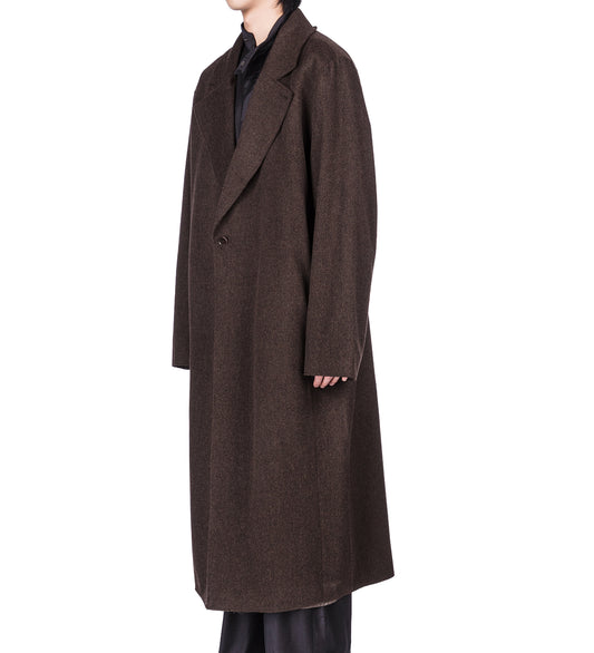 HEAVY WOOL TWO BUTTON COAT BROWN