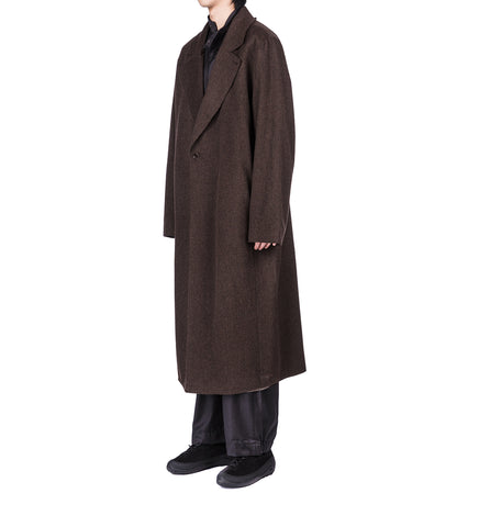 HEAVY WOOL TWO BUTTON COAT BROWN