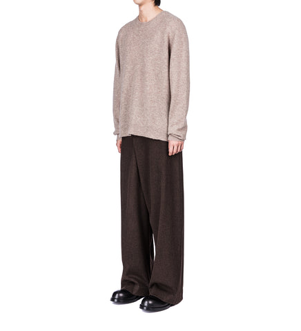 HEAVY WOOL CROSSED TROUSERS BROWN
