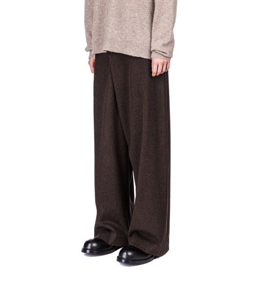 HEAVY WOOL CROSSED TROUSERS BROWN
