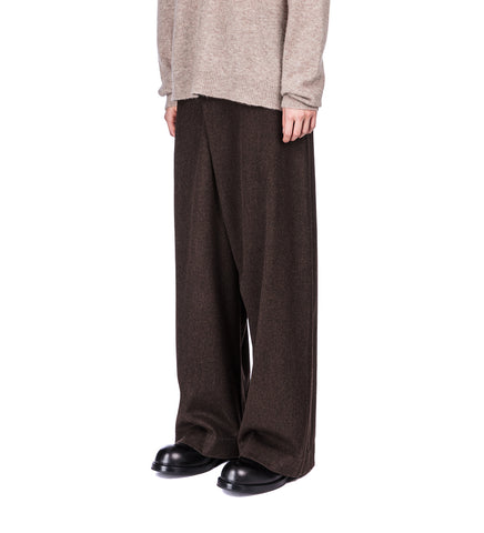 HEAVY WOOL CROSSED TROUSERS BROWN