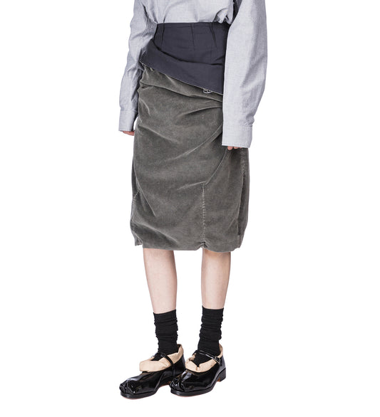 CORDUROY DOUBLE LAYER SKIRT GRAY